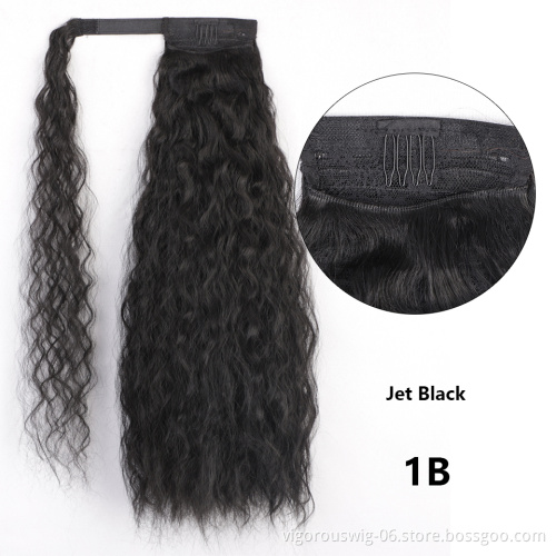 Cheapest Wholesale High Girls Comb Hairpiece Extension Tie Clip Ins Afro Kinky Elastic Hair Band Ponytail Drawstring